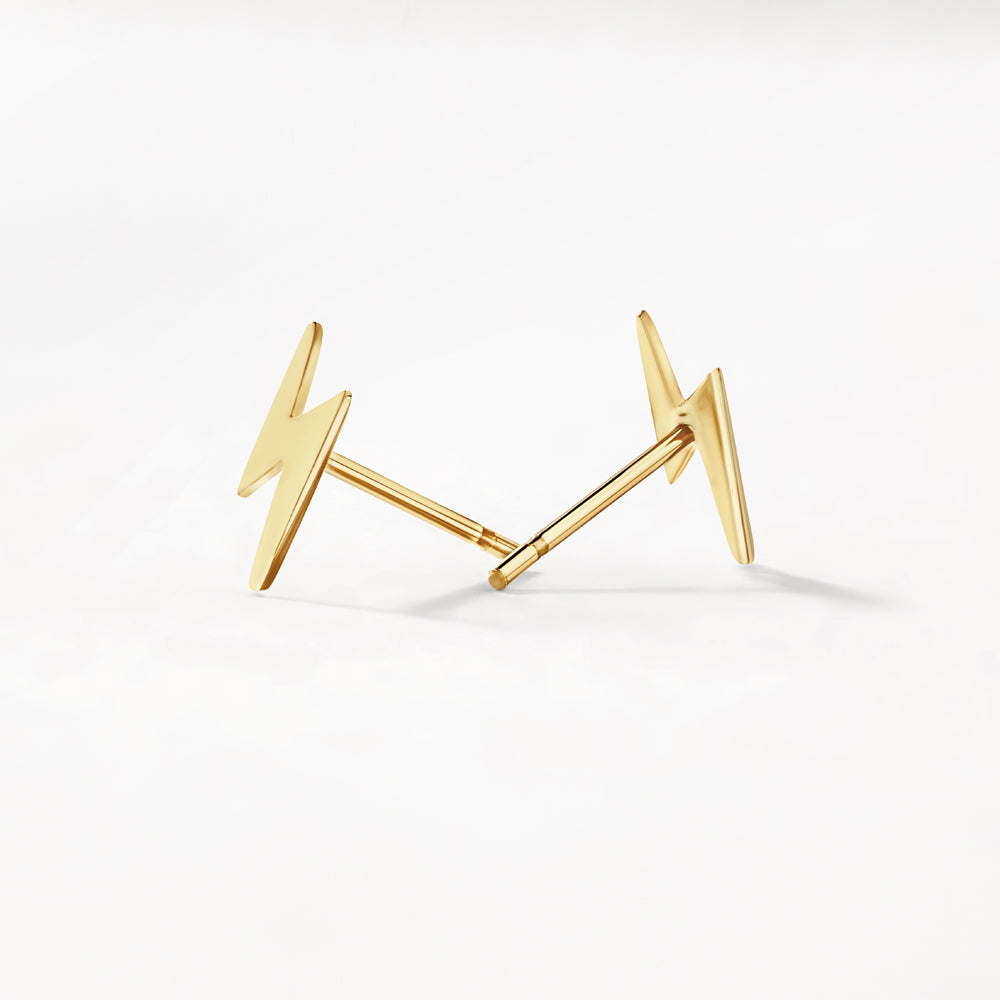 Medley Earrings Plain Lightning Stud Earrings in 10k Gold