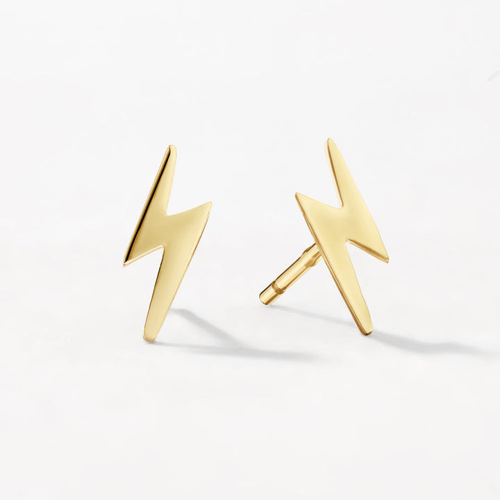 Medley Earrings Plain Lightning Stud Earrings in 10k Gold