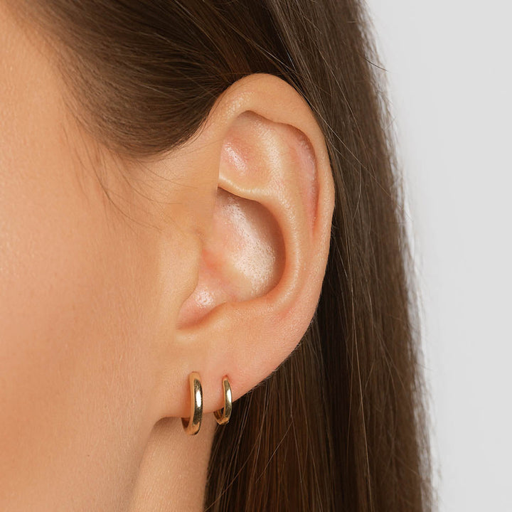 Medley Earrings Plain Mini Huggie Earrings in 10k Gold