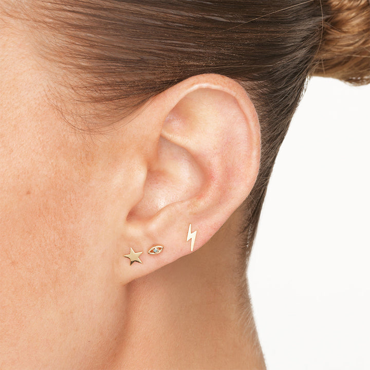 Medley Earrings Plain Star Stud Earrings in 10k Gold