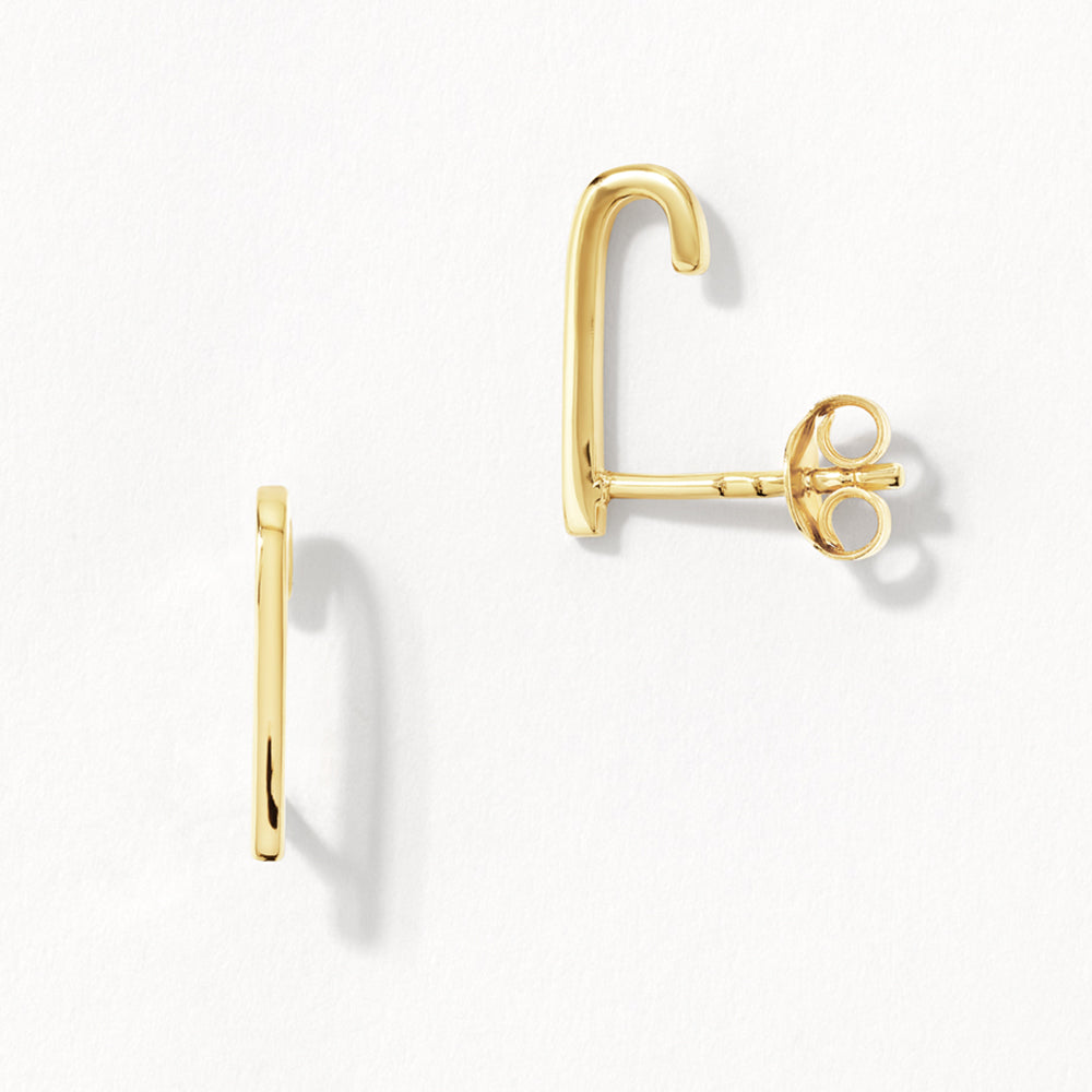 Medley Earrings Plain Suspender Half Stud Earrings in Gold