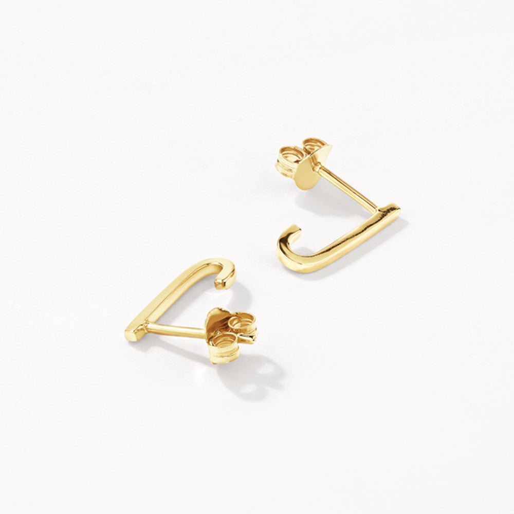 Medley Earrings Plain Suspender Half Stud Earrings in Gold