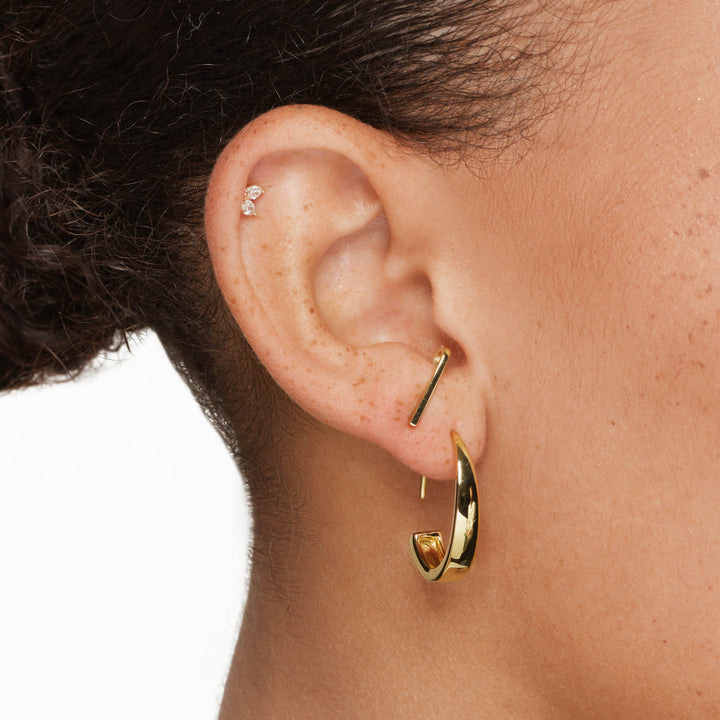 Medley Earrings Plain Suspender Half Stud Earrings in Gold