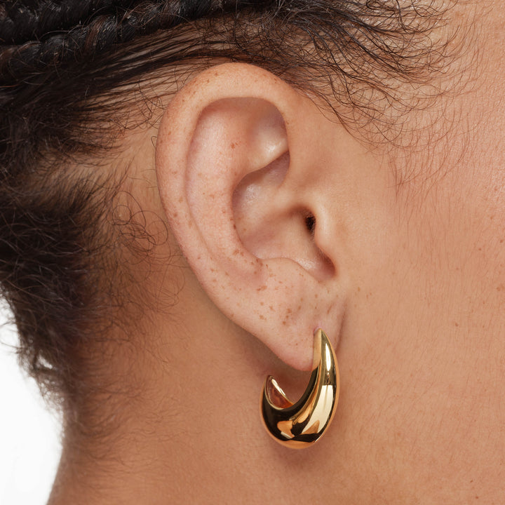 Medley Earrings Puff Dome Hoop Stud Earrings in Gold