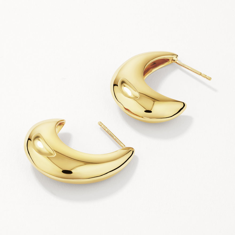 Medley Earrings Puff Dome Hoop Stud Earrings in Gold