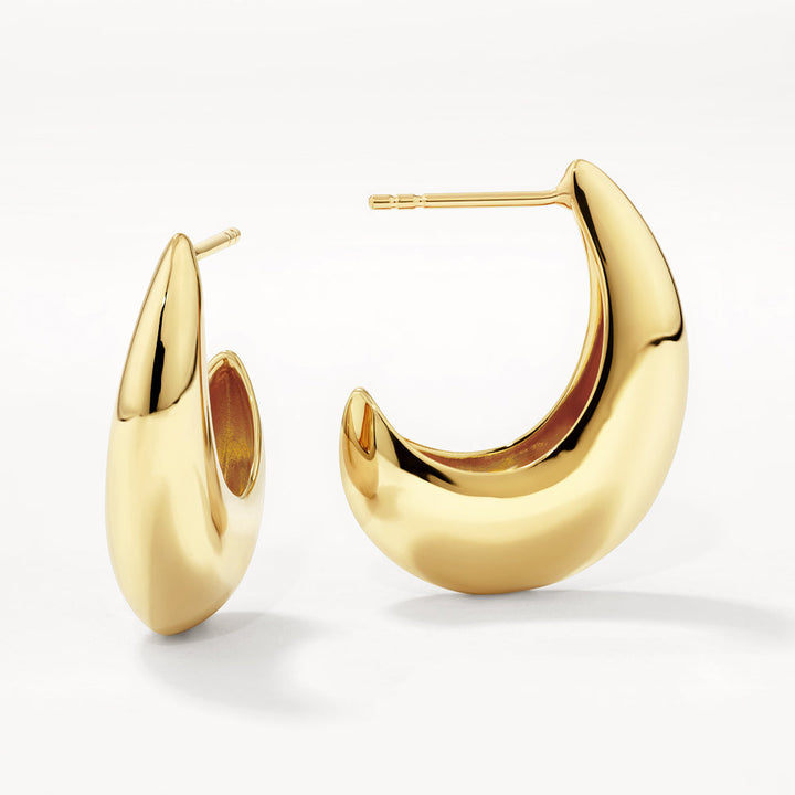 Medley Earrings Puff Dome Hoop Stud Earrings in Gold