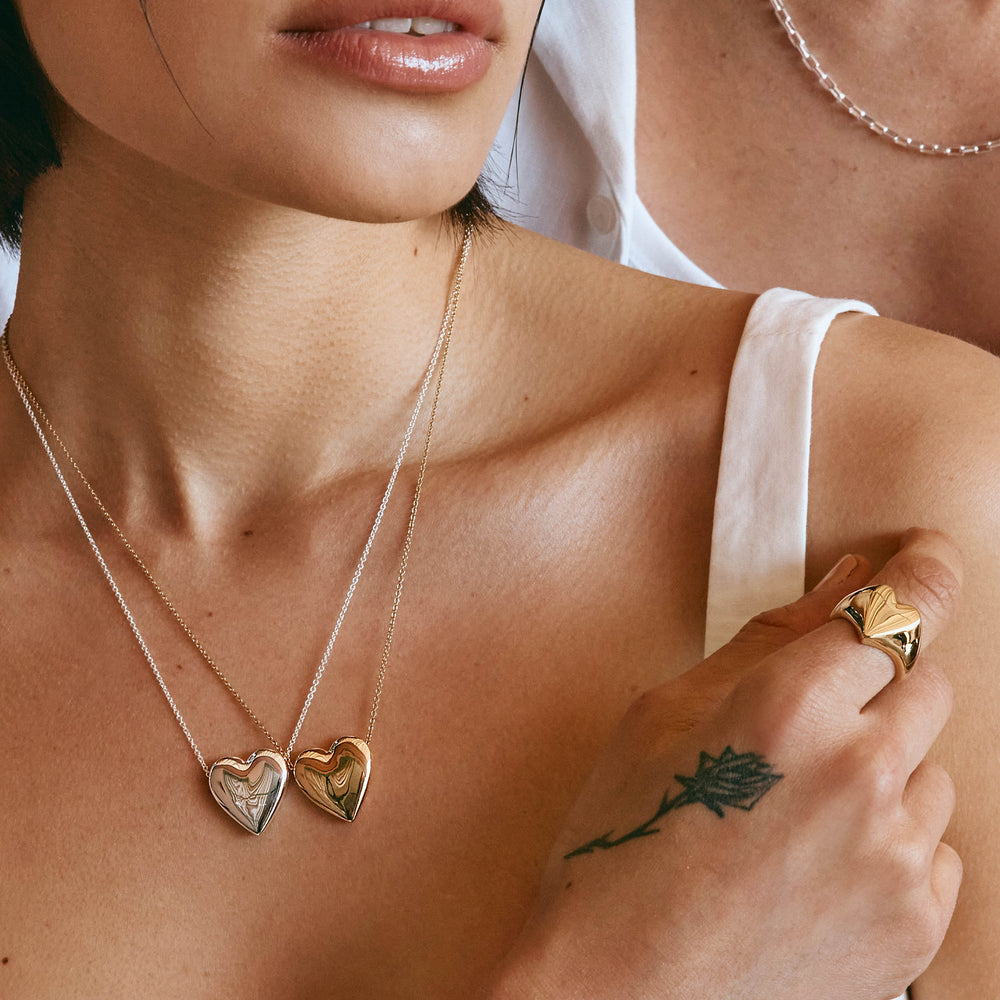 Medley Necklace Puff Heart Necklace in Gold