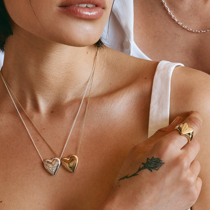 Medley Necklace Puff Heart Necklace in Gold