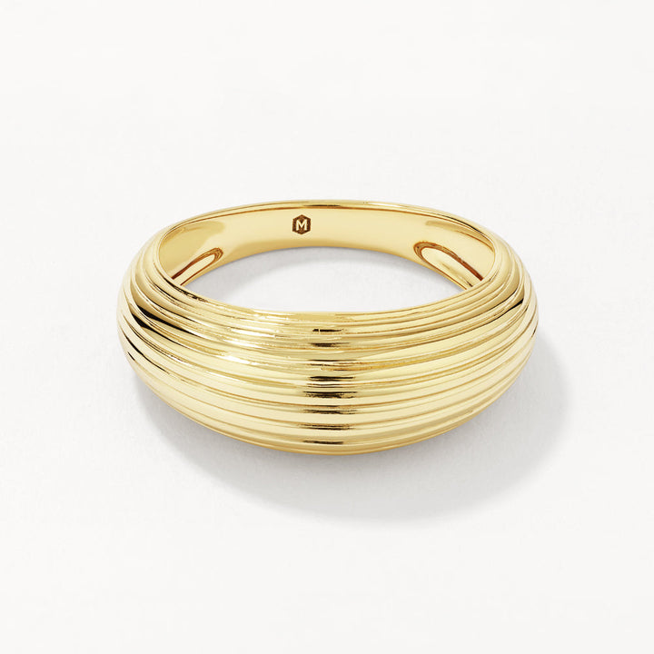 Medley Ring Ribbed Dome Ring in Gold