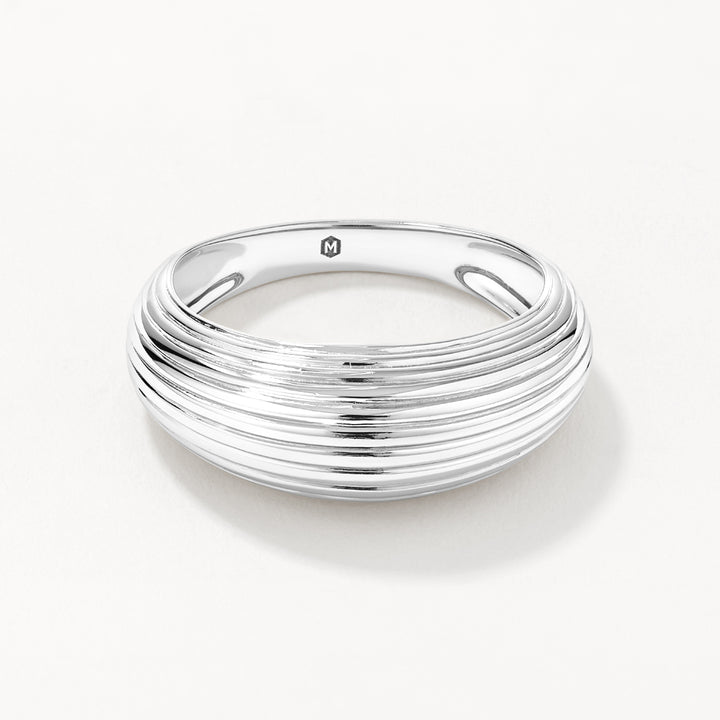 Medley Ring Ribbed Dome Ring in Silver