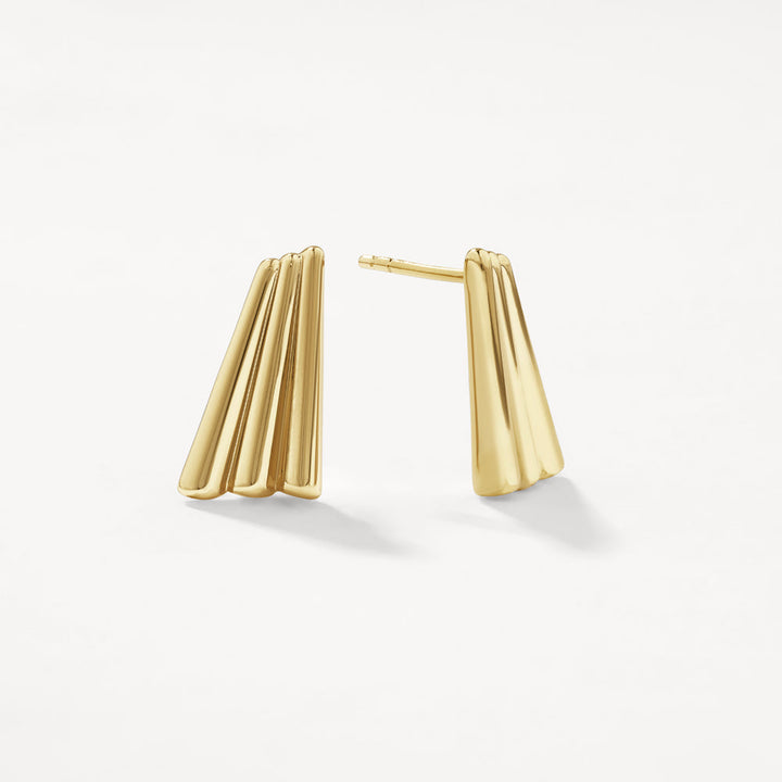 Medley Earrings Ribbed Fan Stud Earrings in Gold