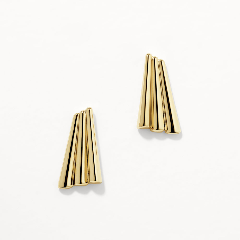 Medley Earrings Ribbed Fan Stud Earrings in Gold