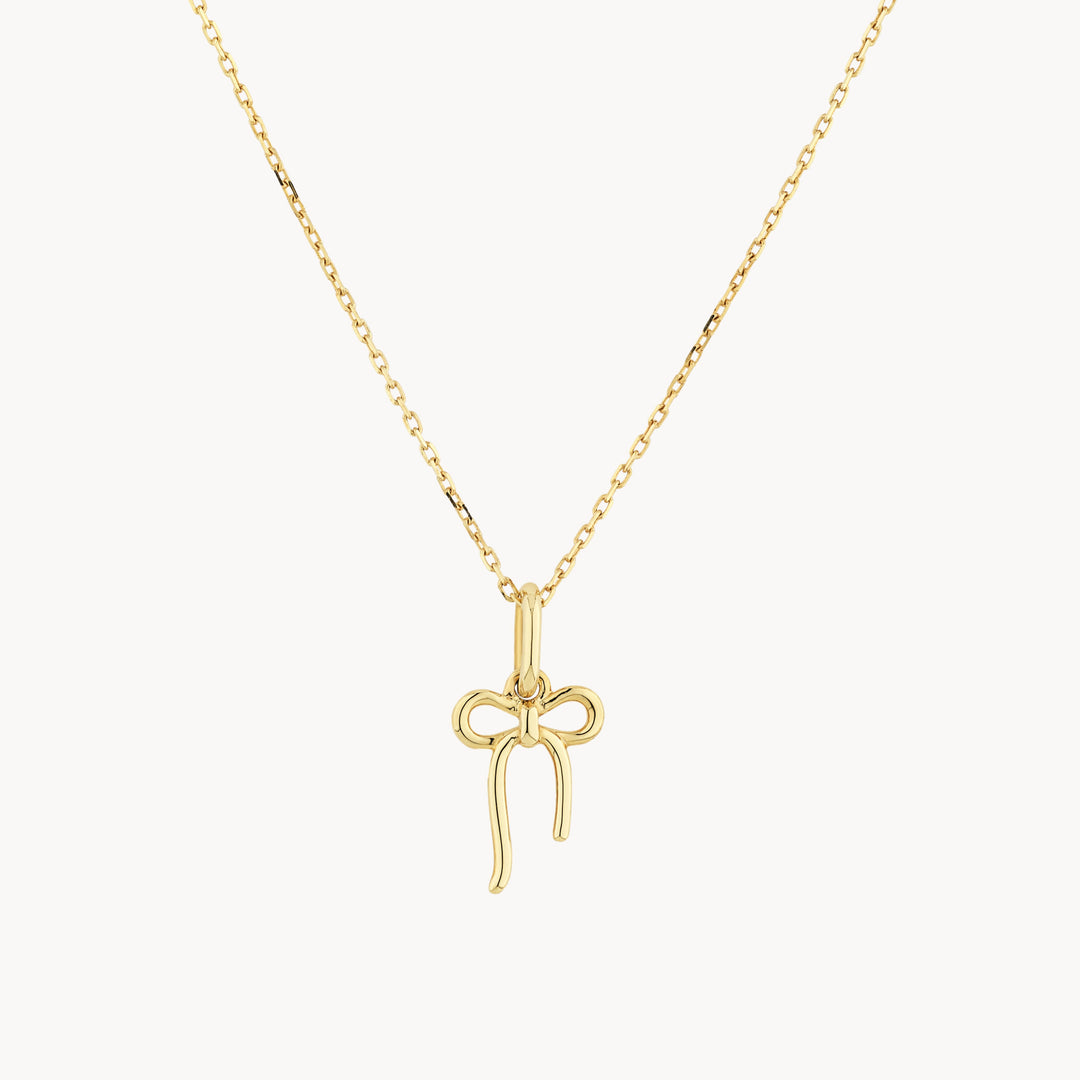 Medley Necklace Ribbon Bow Pendant Necklace in 10k Gold