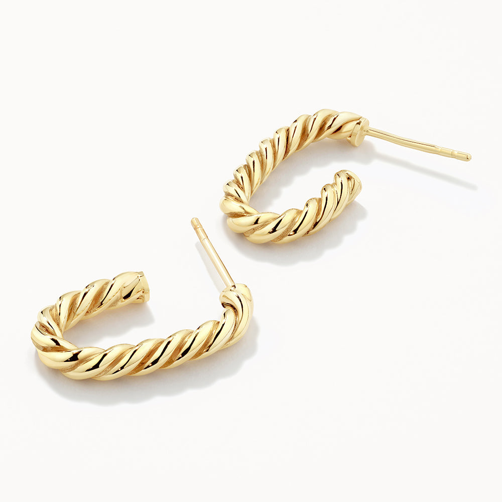Rope Twist Paperclip Hoop Earrings in Gold