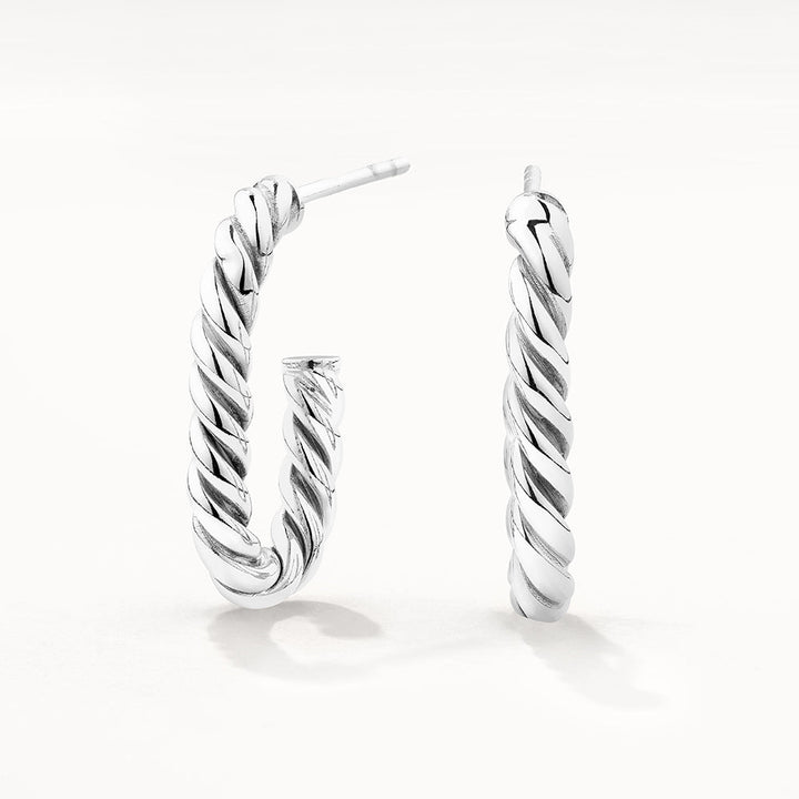 Rope Twist Paperclip Hoop Earrings in Silver