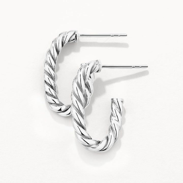 Medley Earrings Rope Twist Paperclip Hoop Earrings in Silver