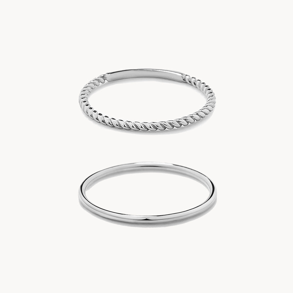 Medley Sets Rope Stacker Ring Set in Silver