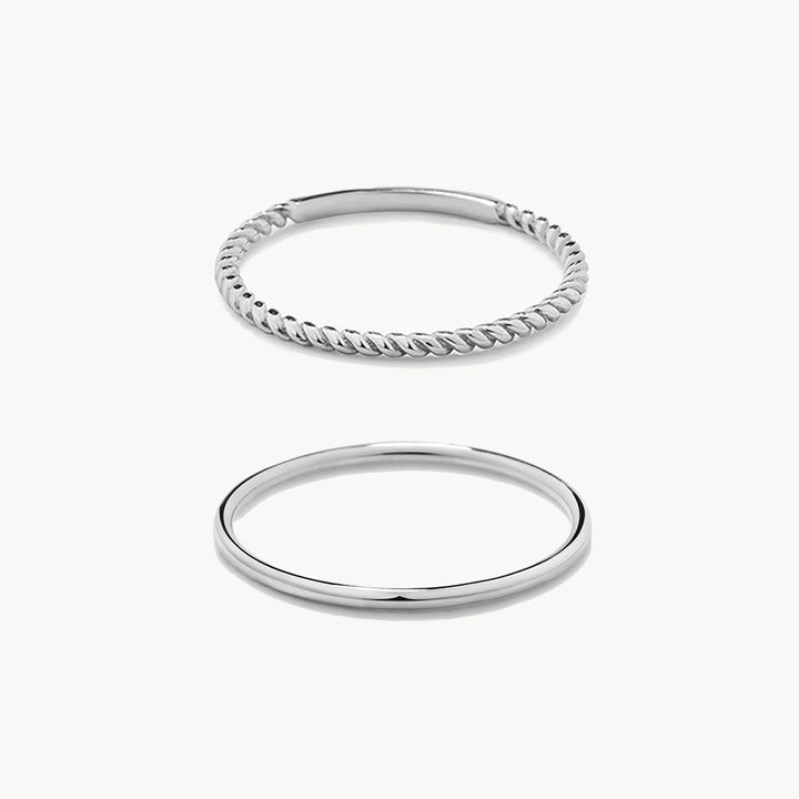 Medley Sets Rope Stacker Ring Set in Silver