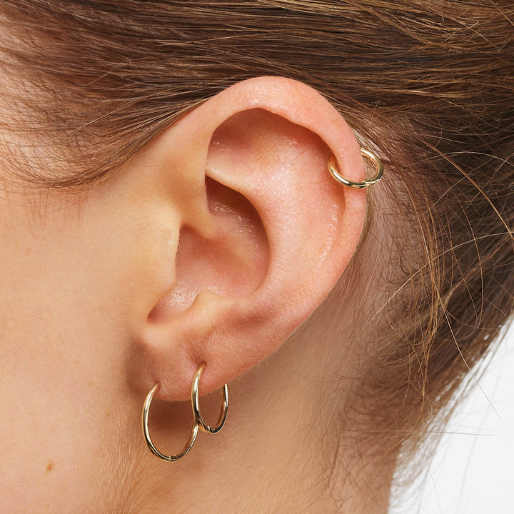 Plain Mini Sleeper Earrings in 10k Gold