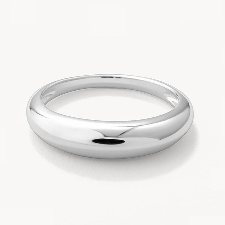 Slim Curve Dome Ring in Silver