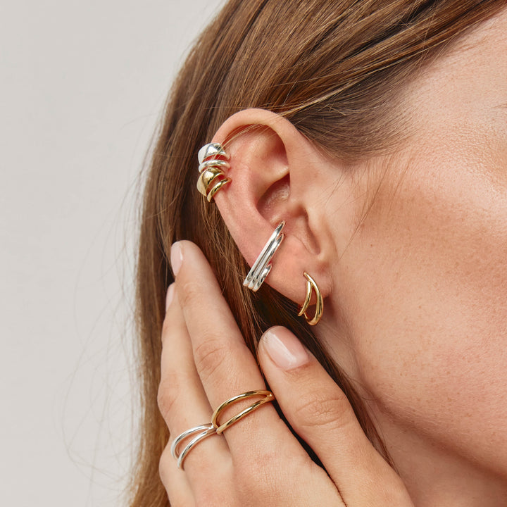 Medley Earrings Split Band Single Ear Cuff in Gold