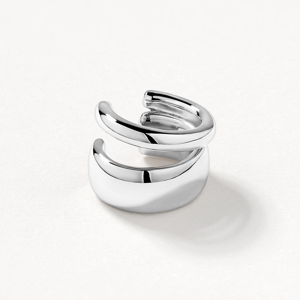 Medley Earrings Split Band Single Ear Cuff in Silver