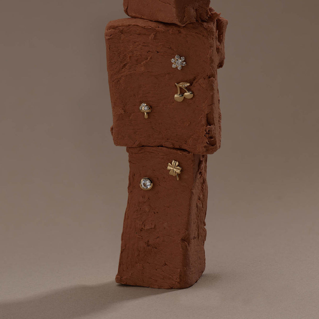 Medley Earrings Spotted Mushroom Helix Single Stud in 10k Gold