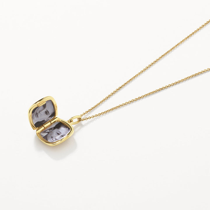 Medley Necklace Engravable Square Locket Necklace in Gold