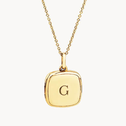 Medley Necklace Engravable Square Locket Necklace in Gold