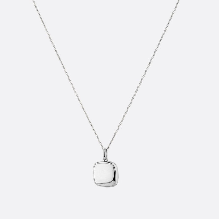 Medley Necklace Engravable Square Locket Necklace in Silver