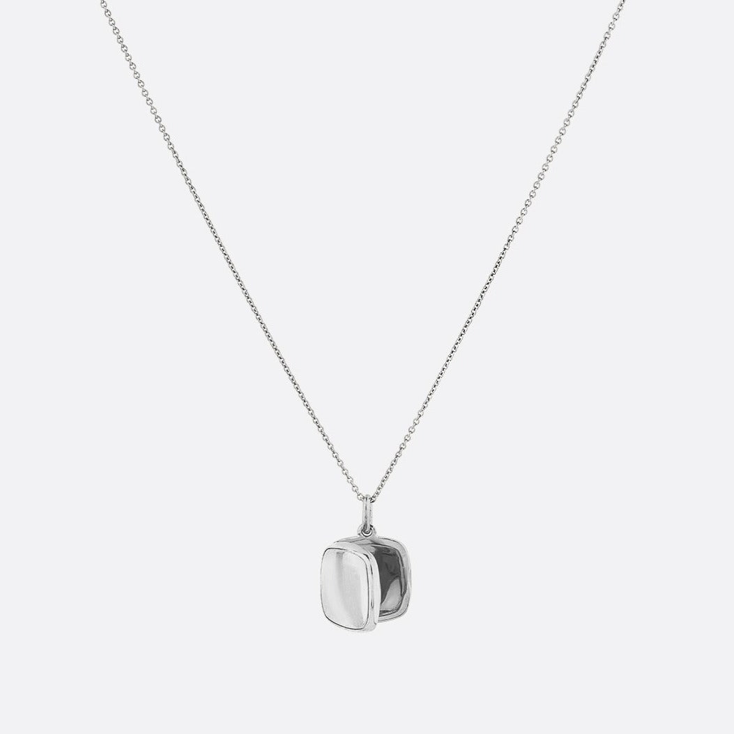 Medley Necklace Engravable Square Locket Necklace in Silver