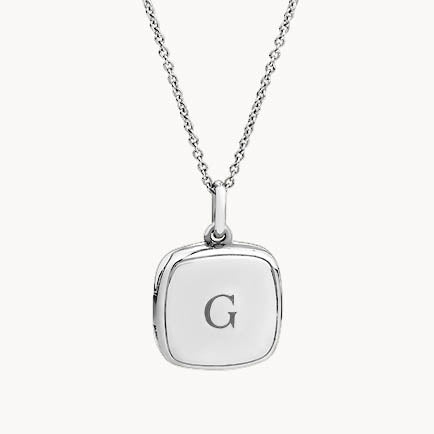 Medley Necklace Engravable Square Locket Necklace in Silver