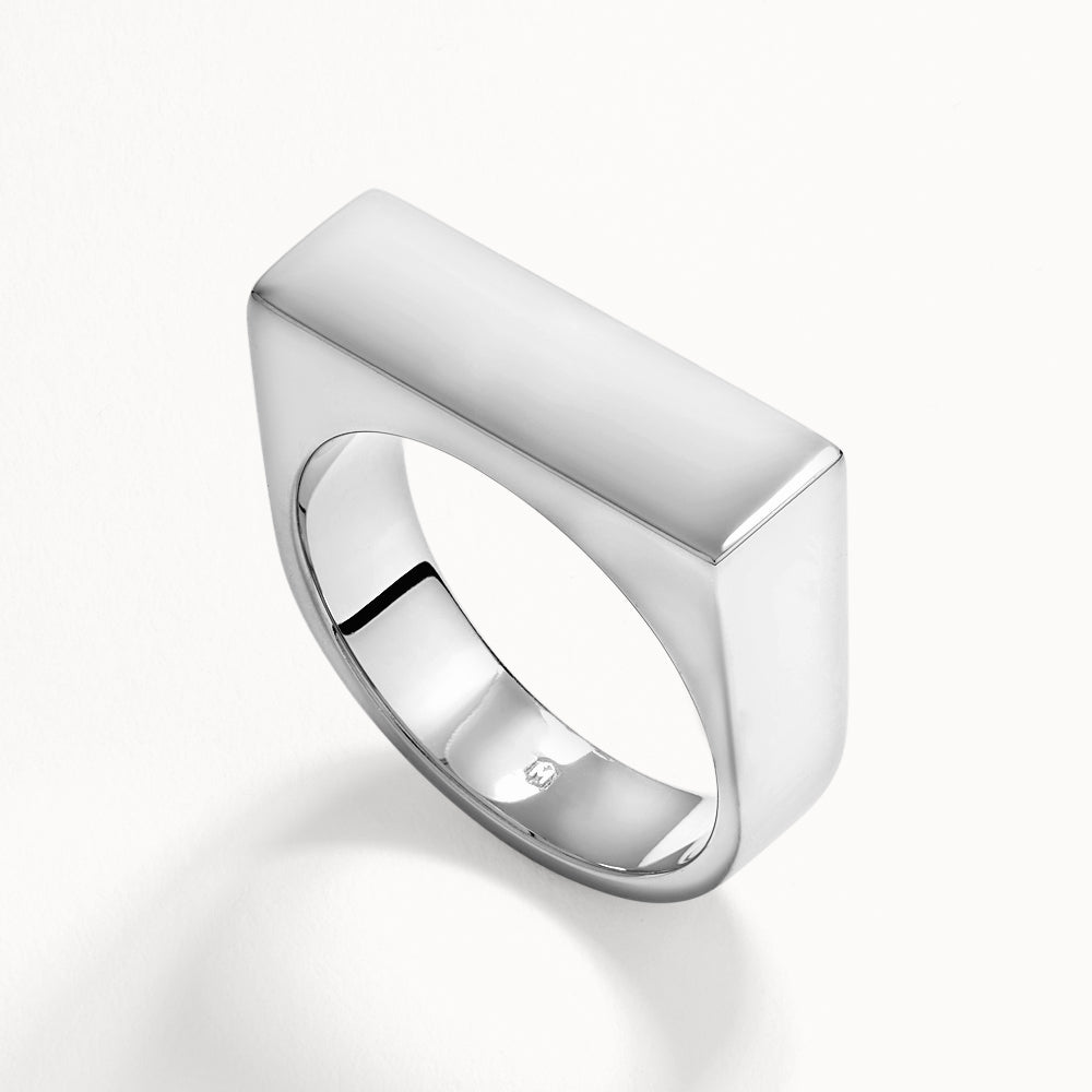 Medley Ring Square Unisex Signet Ring in Silver