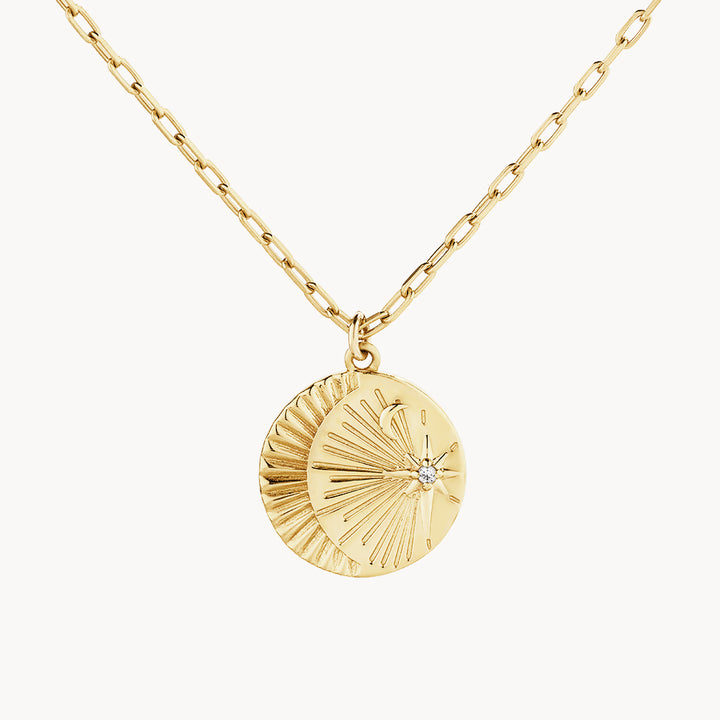 Medley Necklace Sun And Moon Pendant Necklace in Gold