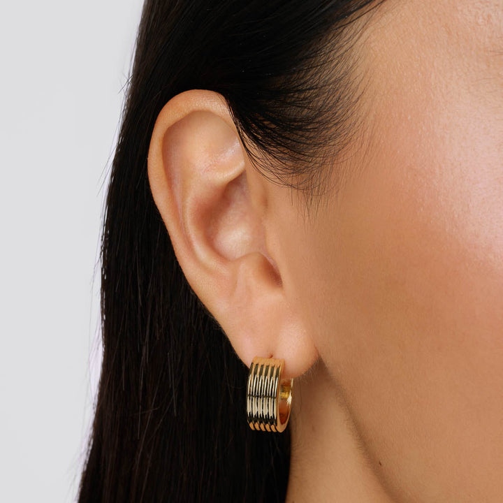 Textured Hoop Earrings in Gold