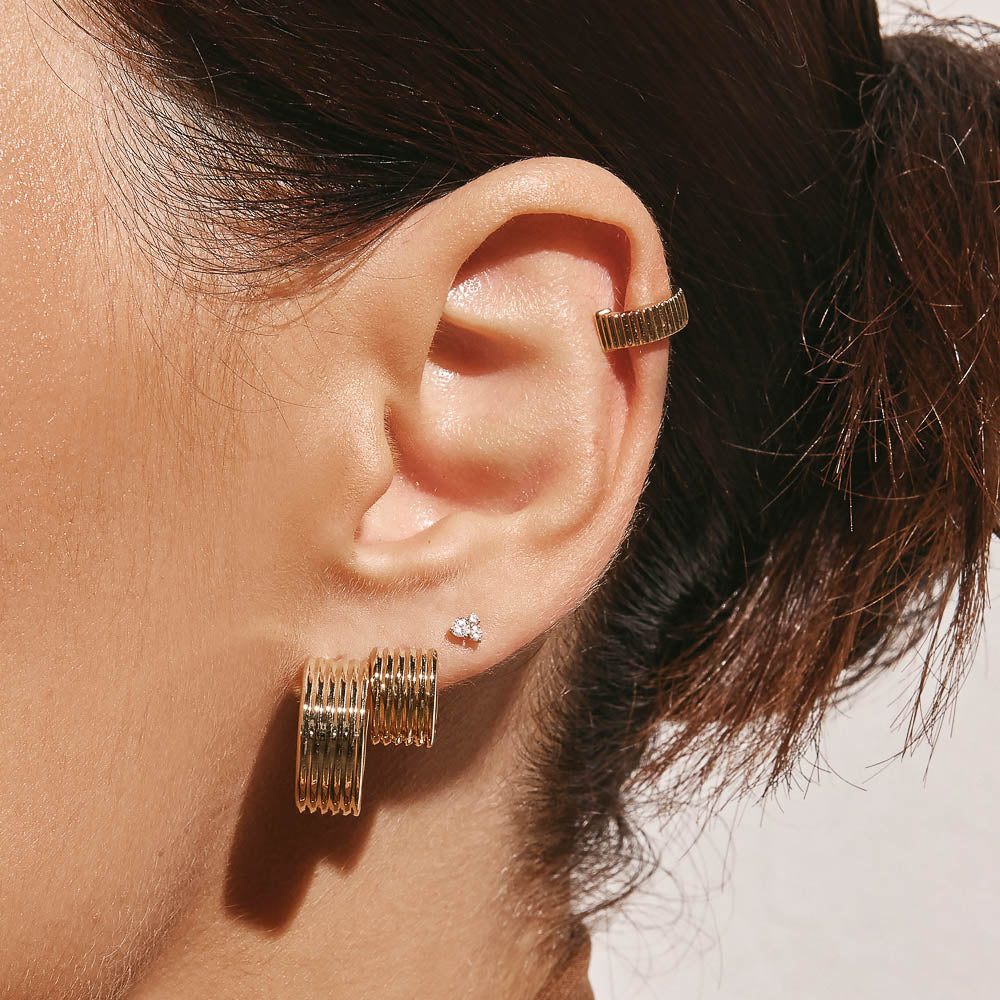 Medley Earrings Textured Single Ear Cuff in Gold