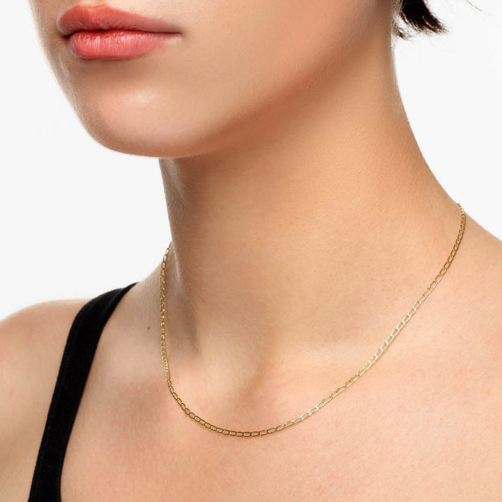 Medley Necklace Thin Flat Curb Chain Necklace in Gold