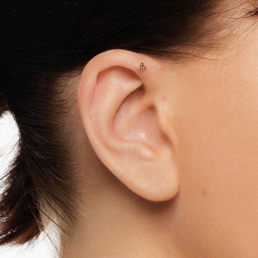 Medley Earrings Triple Ball Helix Single Stud Earring in 10k Gold