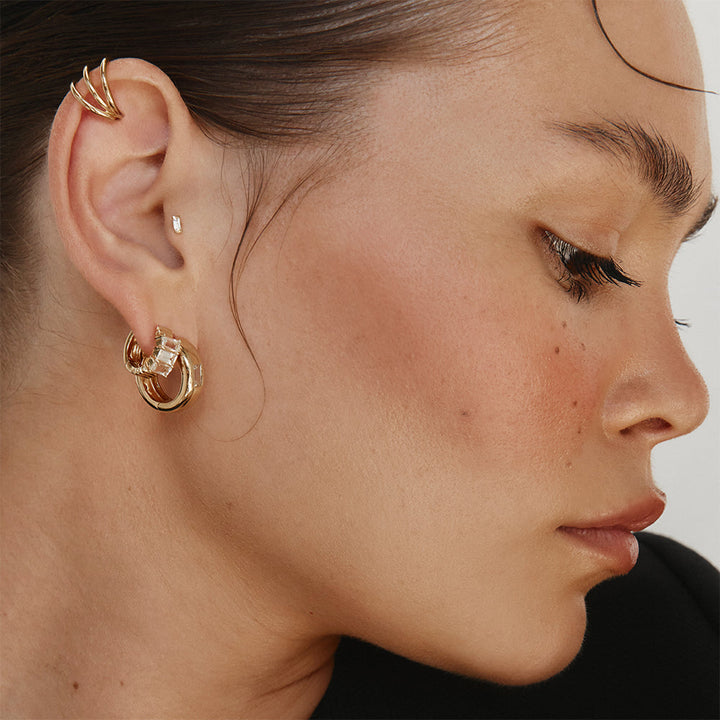 Medley Earrings Triple Band Single Ear Cuff in Gold