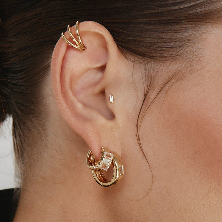 Medley Earrings Triple Band Single Ear Cuff in Gold