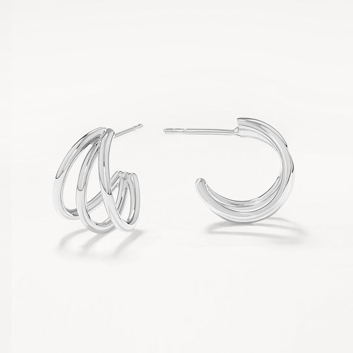 Medley Earrings Triple Hoop Stud Earrings in Silver