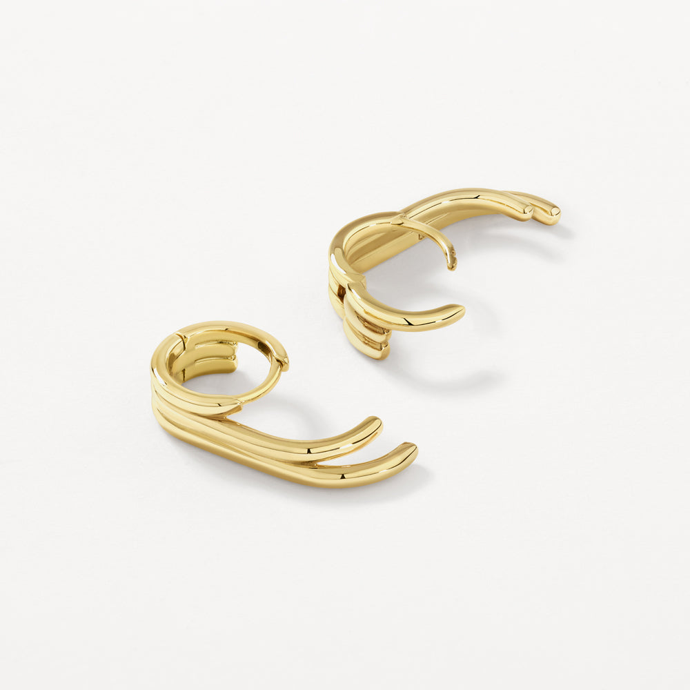 Medley Earrings Triple  Lobe Cuff Huggie Earring in Gold