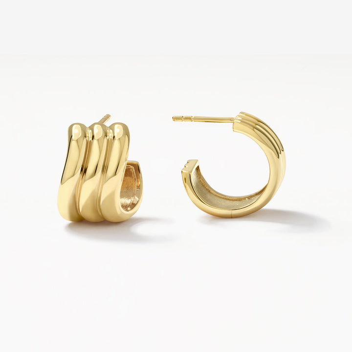 Medley Earrings Triple Wave Hoop Earrings in Gold