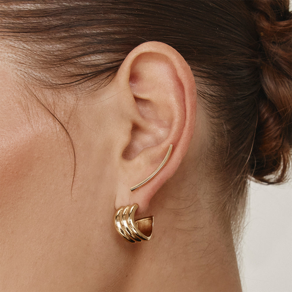 Medley Earrings Triple Wave Hoop Earrings in Gold