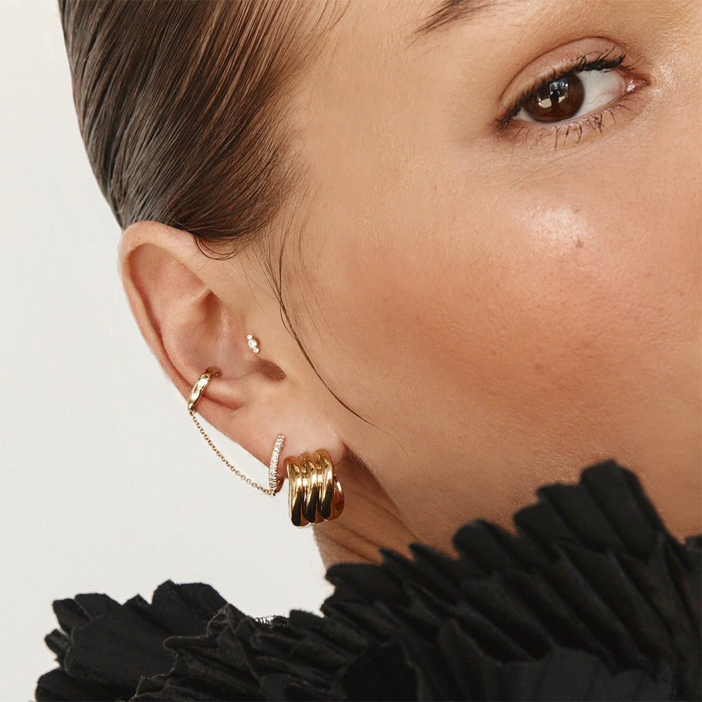 Medley Earrings Triple Wave Hoop Earrings in Gold