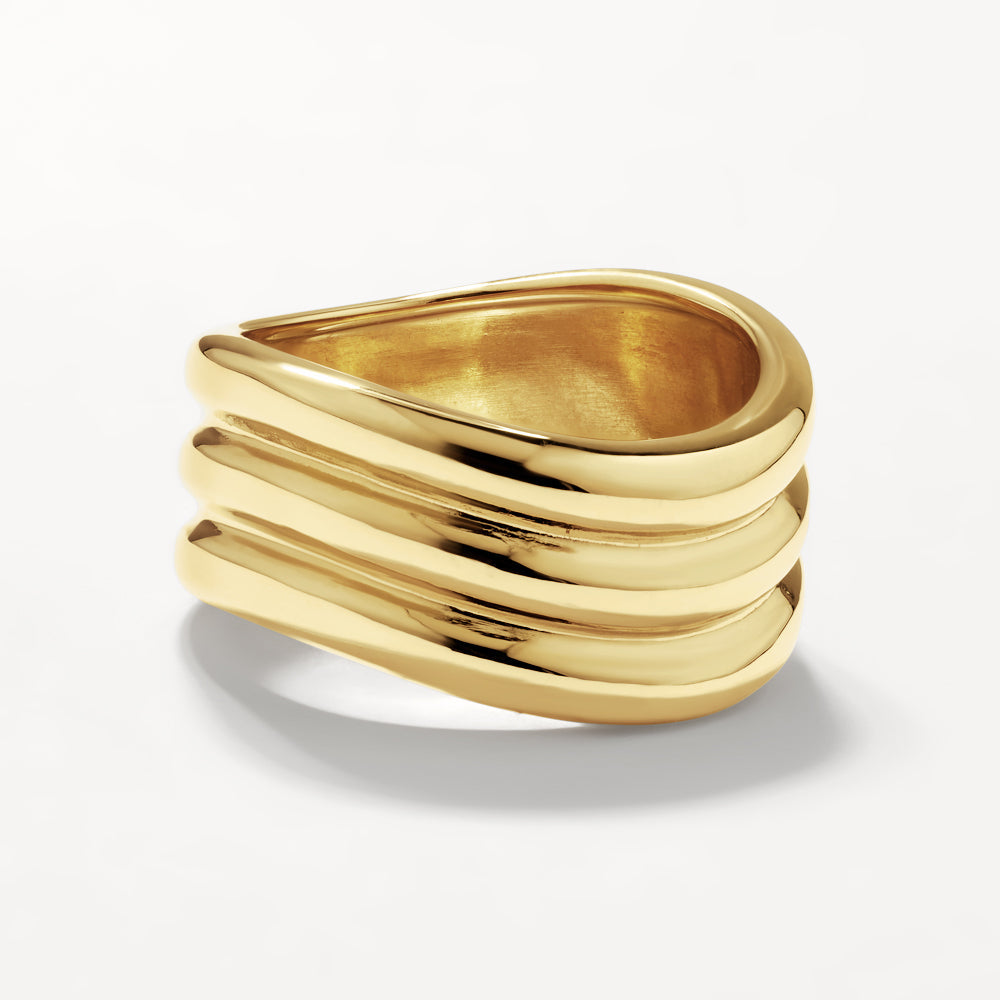 Medley Ring Triple Wave Ring in Gold