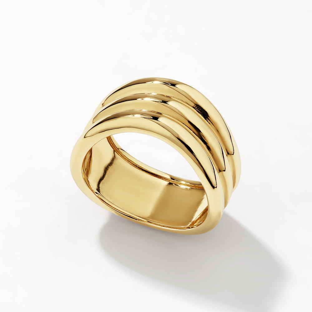 Medley Ring Triple Wave Ring in Gold