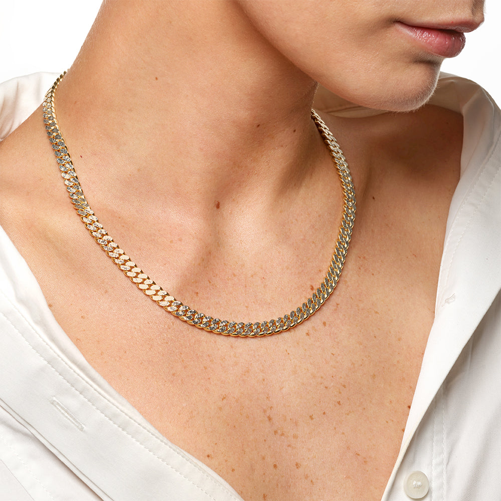 Two Tone Cuban Chain Necklace in Gold Medley Jewellery
