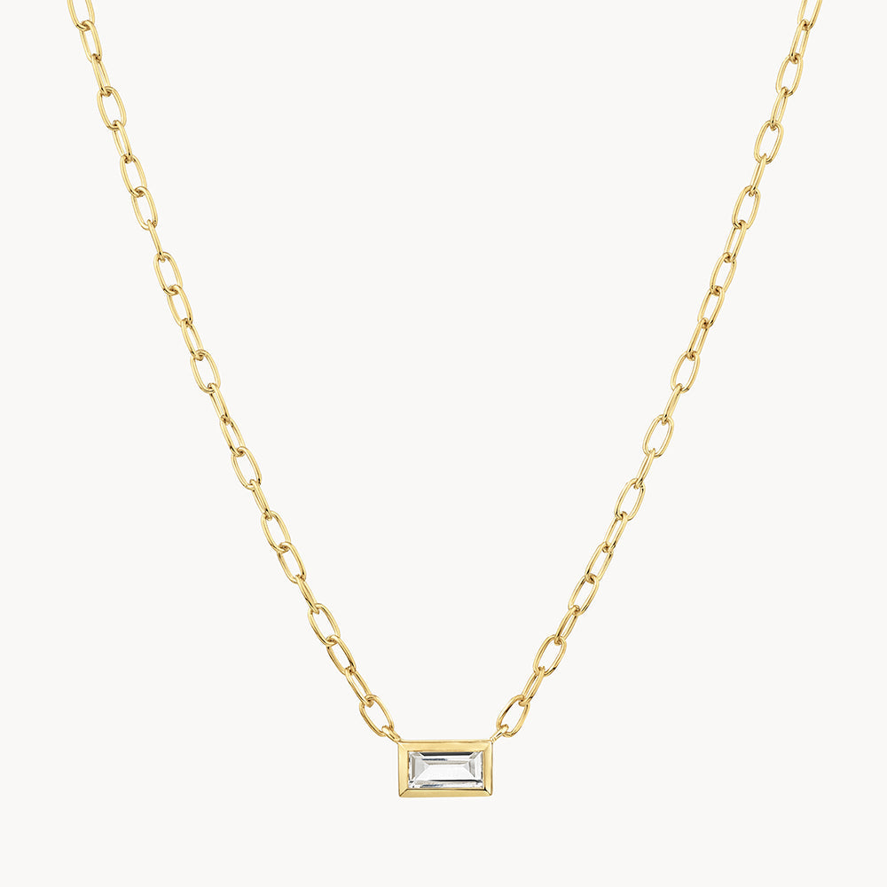 Medley Necklace White Topaz Baguette Chain Necklace in Gold