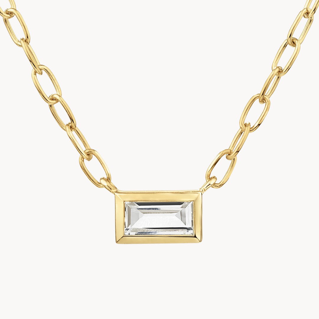 White Topaz Baguette Chain Necklace in Gold Medley Jewellery